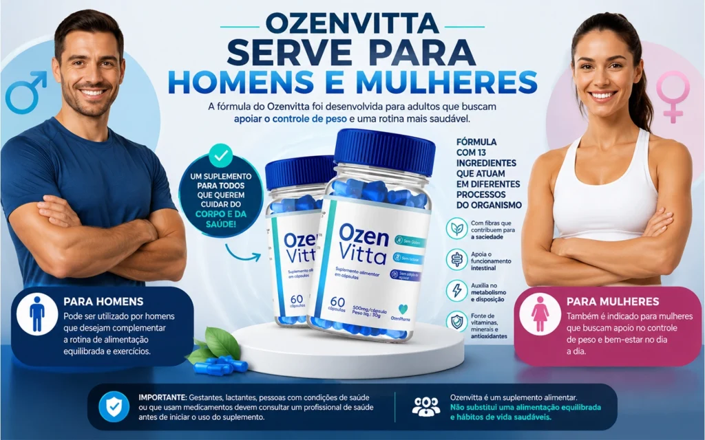 Ozenvitta serve para homens e mulheres